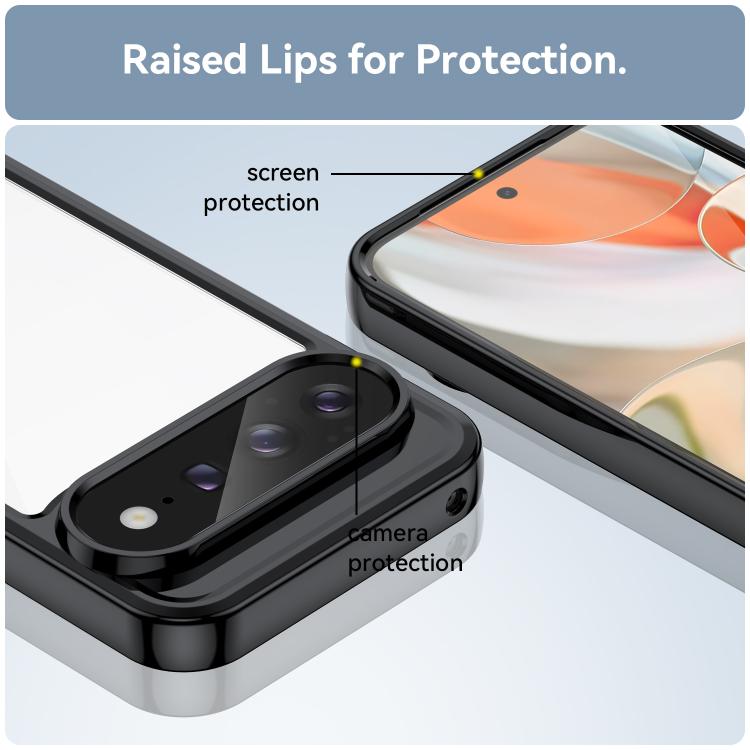 For Google Pixel 11 Pro XL WANLONFENG Electroplated Buttons TPU Acrylic Phone Case with Screen Protector(Black)