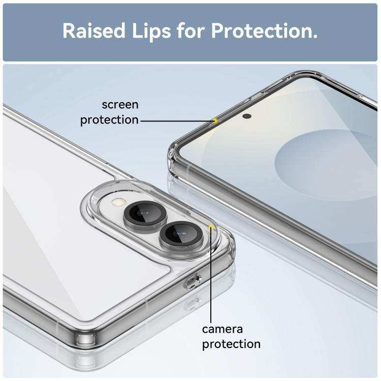 For Galaxy S25 Edge 5G WANLONFENG Electroplated Buttons TPU Acrylic Phone Case with Screen Protector(Black)