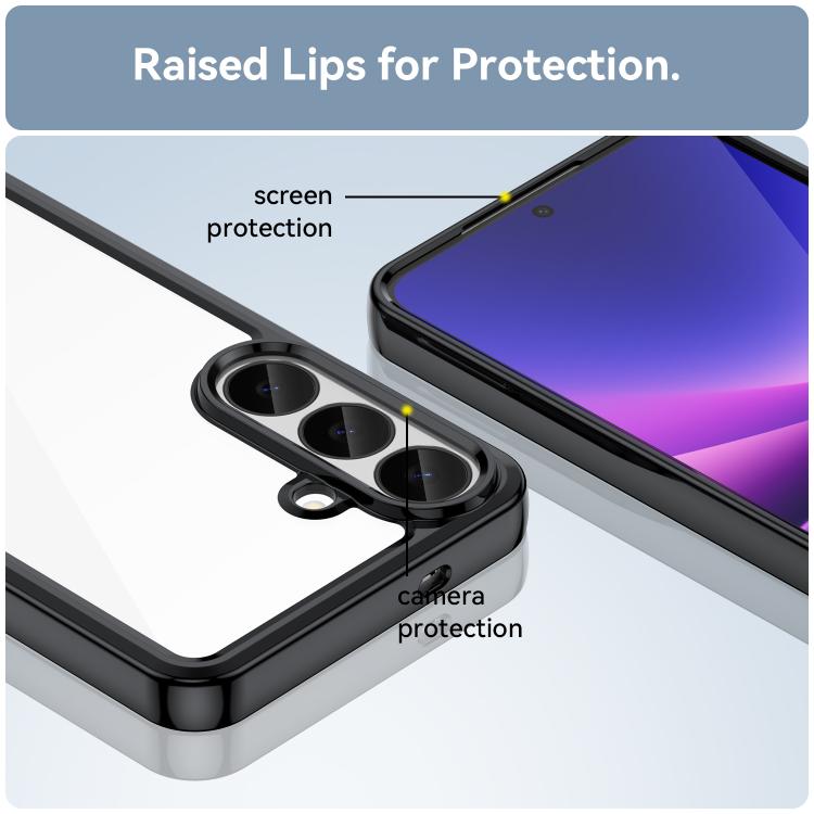 For Galaxy S26 FE 5G WANLONFENG Electroplated Buttons TPU Acrylic Phone Case with Screen Protector(Black)