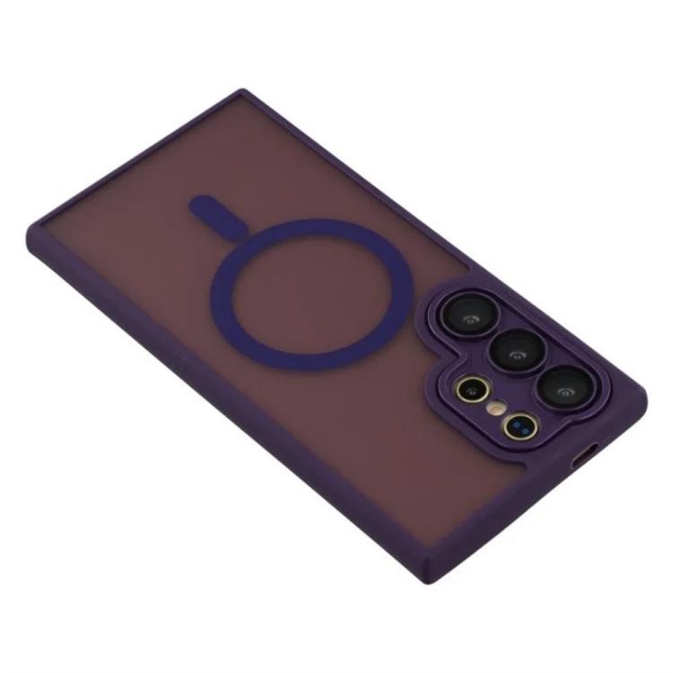 For Galaxy S26 Ultra 5G WANLONFENG Skin-feel Magnetic PC Hybrid TPU Phone Case with Screen Protector(Purple)