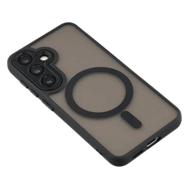 For Galaxy S24 FE 5G WANLONFENG Skin-feel Magnetic PC Hybrid TPU Phone Case with Screen Protector(Black)