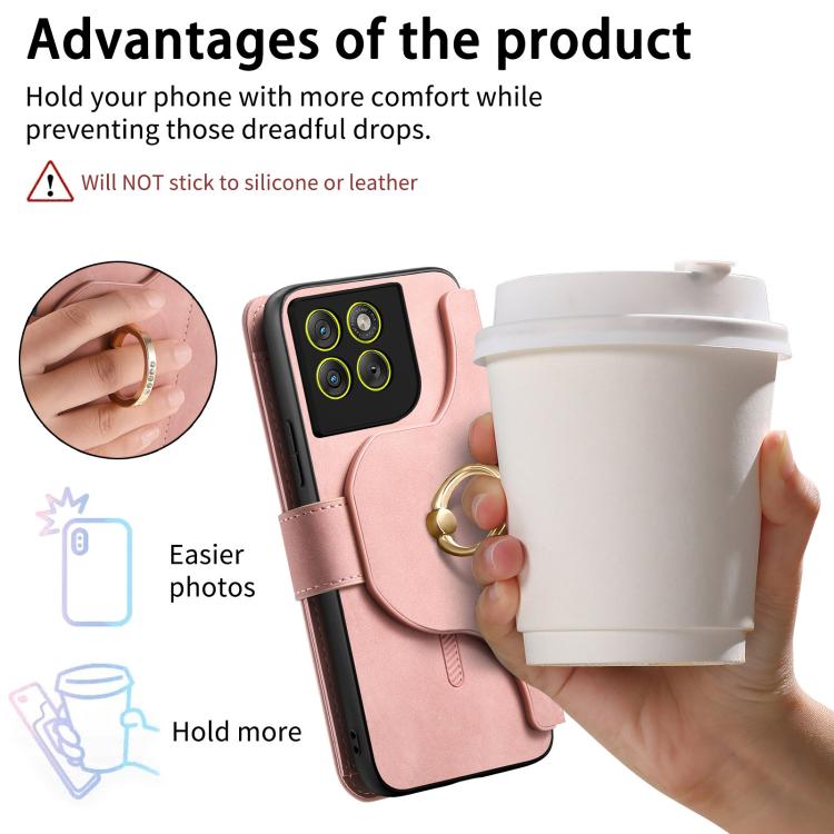 For Motorola Moto G87 / G67 / G77 5G Ring Zipper Wallet RFID Blocking MagSafe Leather Phone Case(Pink)