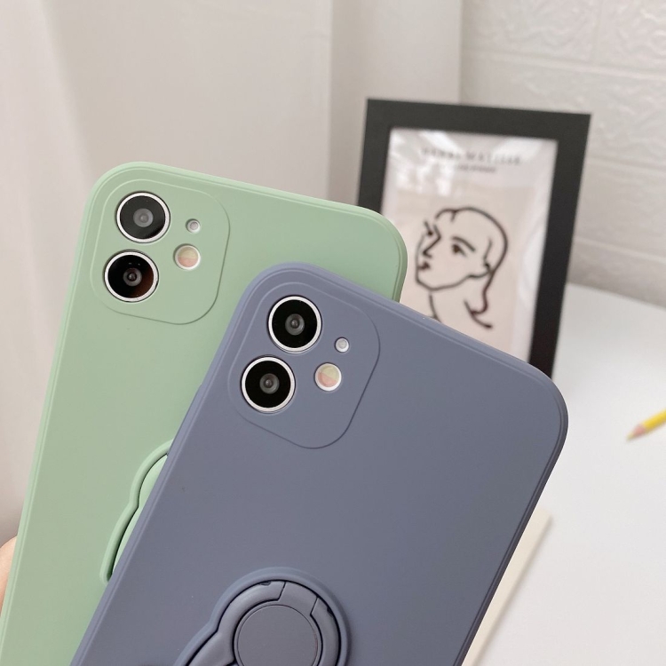 For iPhone 12 Solid Color TPU Protective Case with Penguin Holder(Blue) For iPhone 12 Solid Color TPU Protective Case with Penguin Holder(Blue)