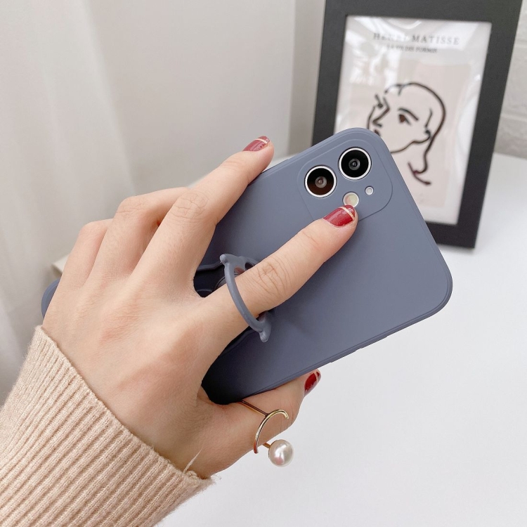For iPhone 12 Solid Color TPU Protective Case with Penguin Holder(Blue) For iPhone 12 Solid Color TPU Protective Case with Penguin Holder(Blue)