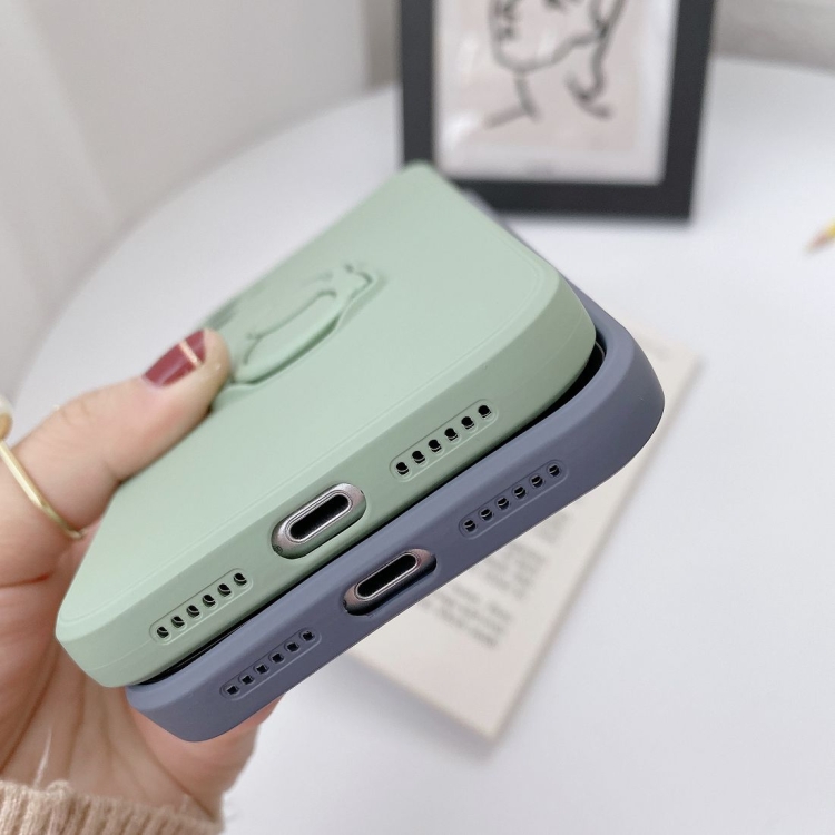 For iPhone 12 Solid Color TPU Protective Case with Penguin Holder(Blue) For iPhone 12 Solid Color TPU Protective Case with Penguin Holder(Blue)