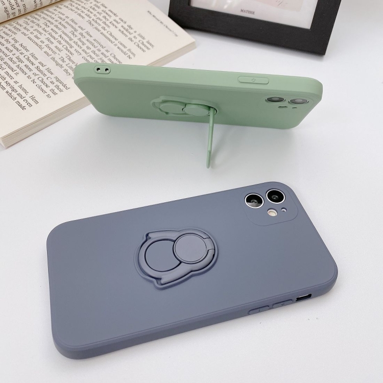 For iPhone 12 Solid Color TPU Protective Case with Penguin Holder(Blue) For iPhone 12 Solid Color TPU Protective Case with Penguin Holder(Blue)