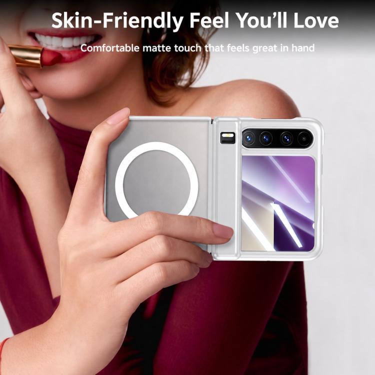 For Huawei Pura X Skin Feel Frosted Hinge Integrated Film Magnetic Ring Phone Case(Orange)