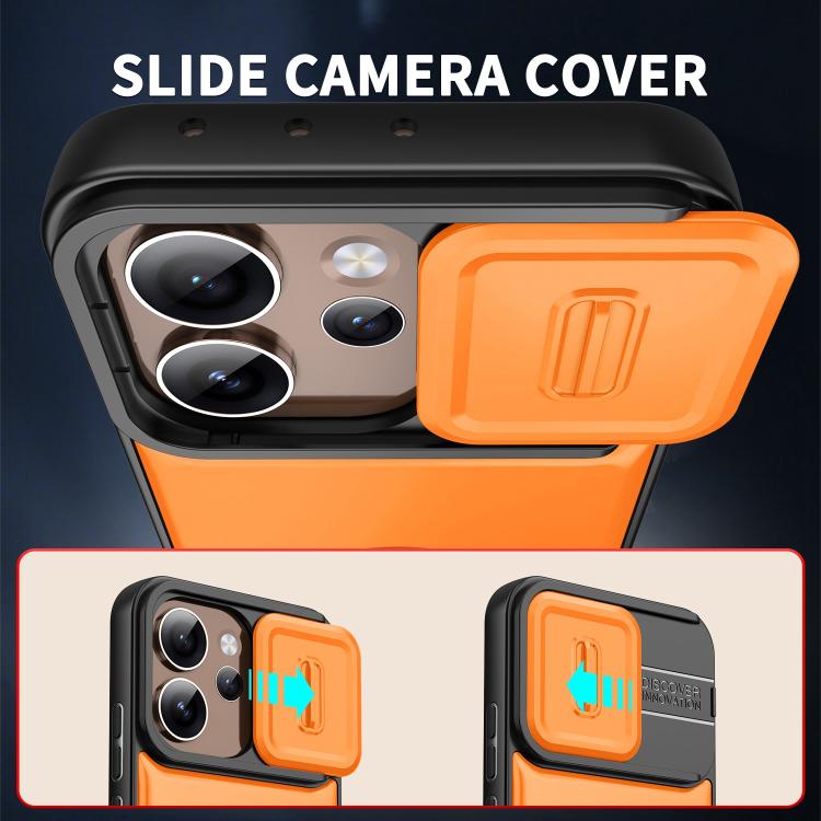 For OPPO Reno15 Pro 5G Global Sliding Camera Cover 2 in 1 Rotating Holder Air Bag Shockproof Phone Case(Silvery)