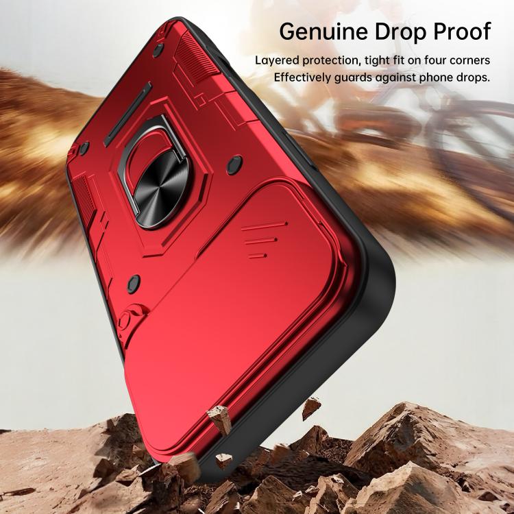 For iPhone 17 Pro Max Nanshan Armor Sliding Camshield Ring Holder Phone Case(Orange)