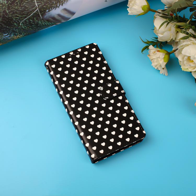 For OPPO Reno15 Pro India Hearts Pattern Buckle Vegan Leather Phone Case with Strap(Black Hearts)