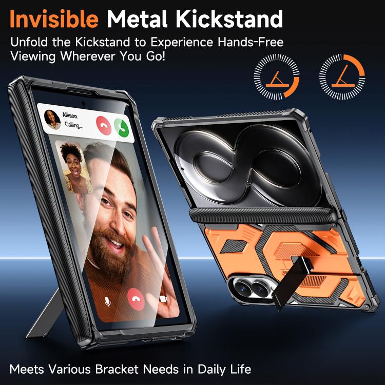 For Galaxy Z Fold8 5G Hidden Metal Holder Magnetic Shockproof Phone Case(Orange)