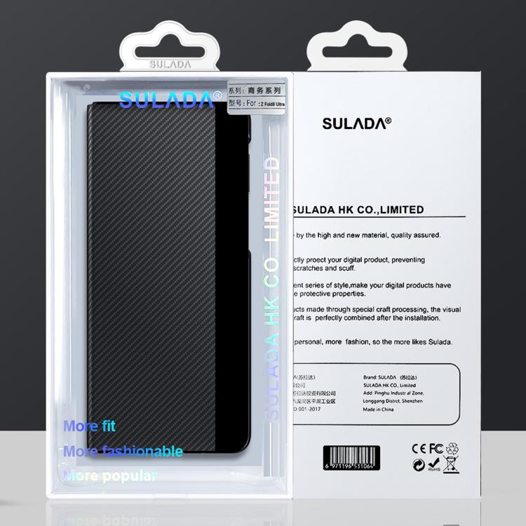 For Galaxy Z Fold8 Ultra 5G SULADA Kevlar 600D Texture Smart Window Leather Phone Case(Blue)