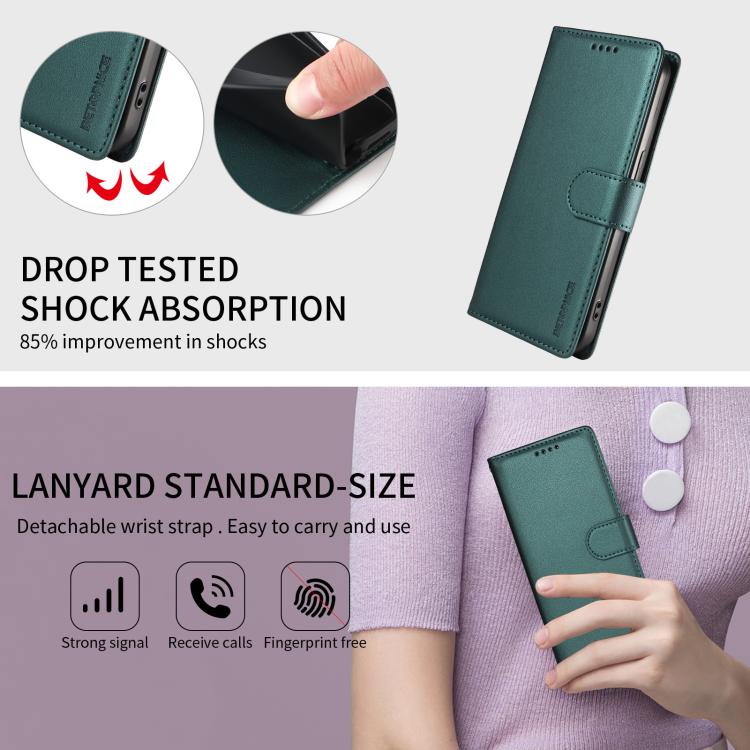 For Galaxy S23+ 5G BETOPNICE Pearlescent RFID Vegan Leather Phone Case with Strap(Green)