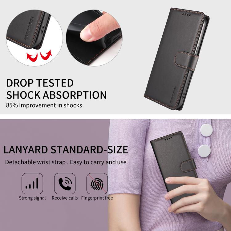For Galaxy S27 Ultra 5G BETOPNICE Pearlescent RFID Vegan Leather Phone Case with Strap(Black)