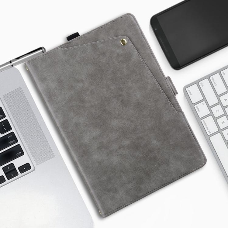 For iPad mini 2024 / mini 6 Front Pocket Business Vegan Leather Smart Tablet Case(Grey)