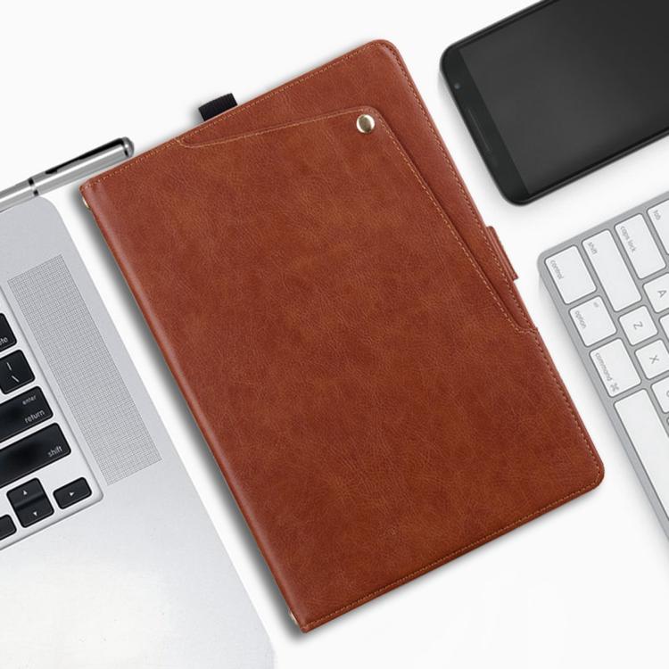 For iPad Air 13 2026 / 2025 / 2024 Front Pocket Business Vegan Leather Smart Tablet Case(Brown)
