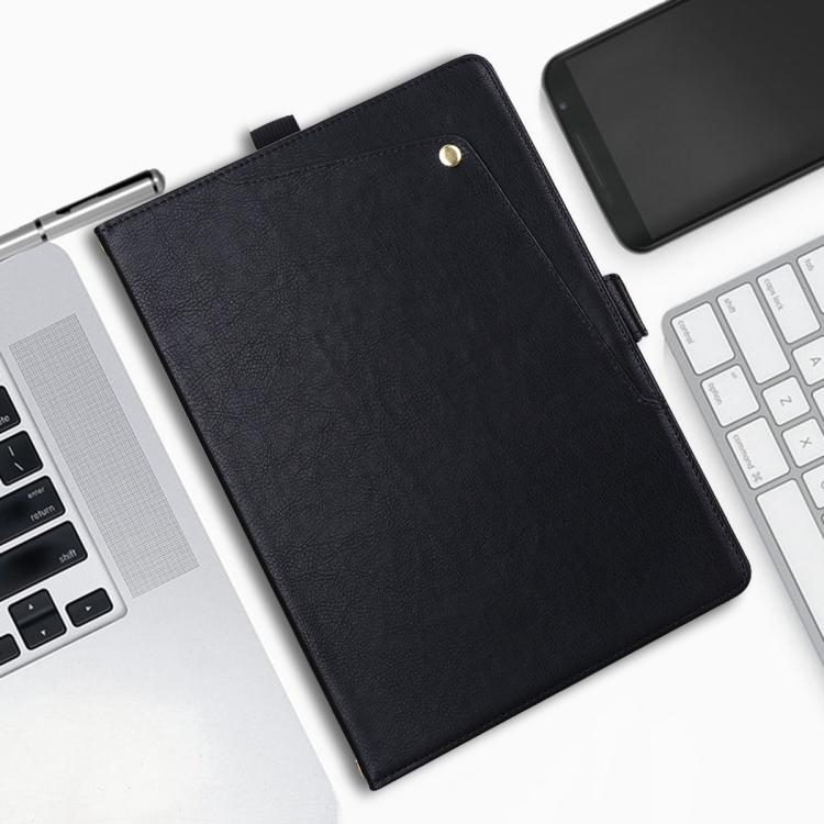 For iPad mini 8 2026 Front Pocket Business Vegan Leather Smart Tablet Case(Black)