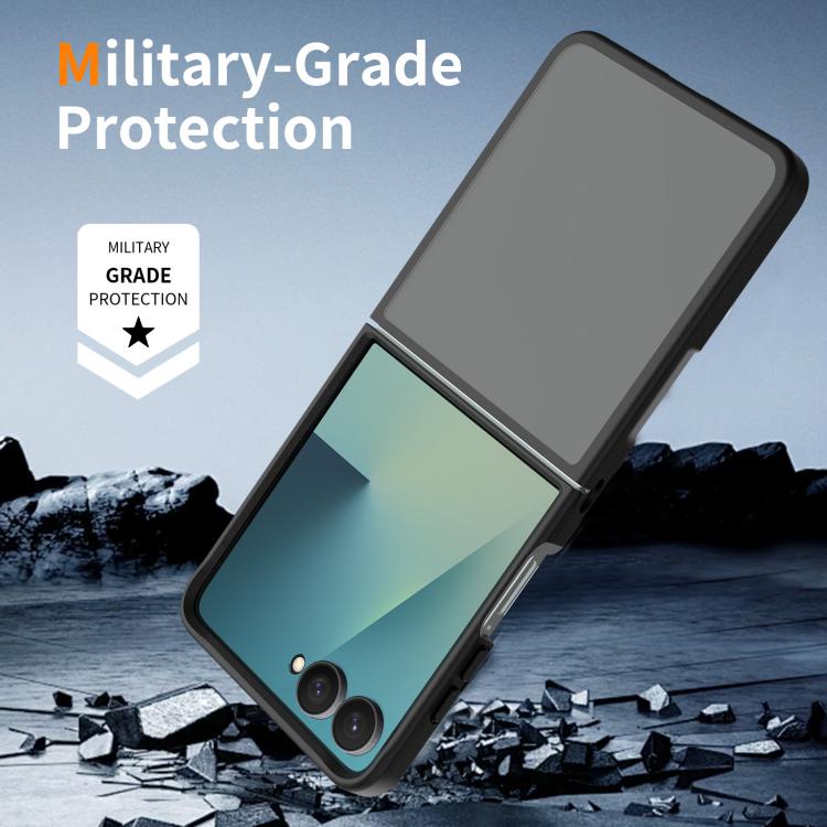 For Galaxy Z Flip8 5G Skin Feel Contrast Color TPU Hybrid PC Phone Case(Black)