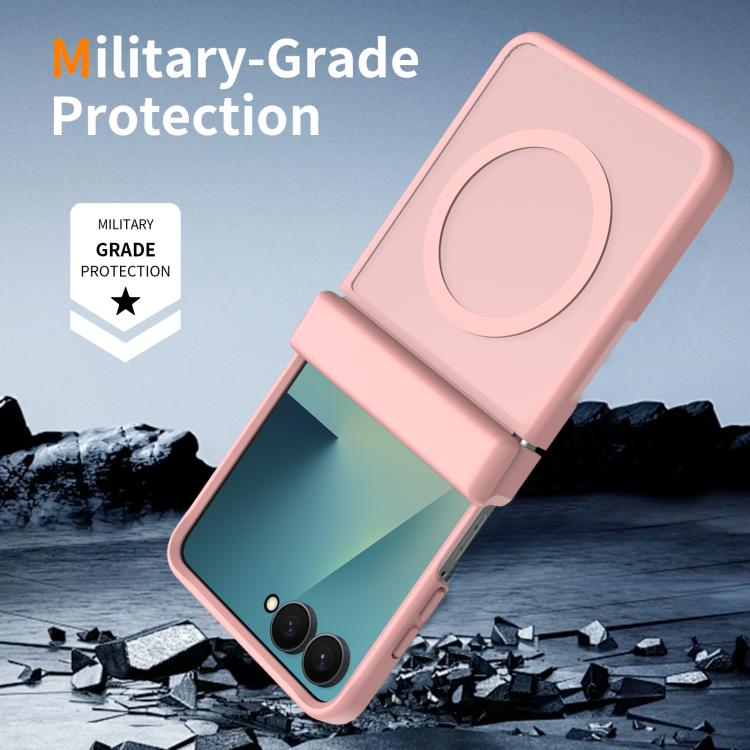 For Galaxy Z Flip8 5G Skin Feel TPU Hybrid PC Magnetic Phone Case with Hinge Cover(Pink)