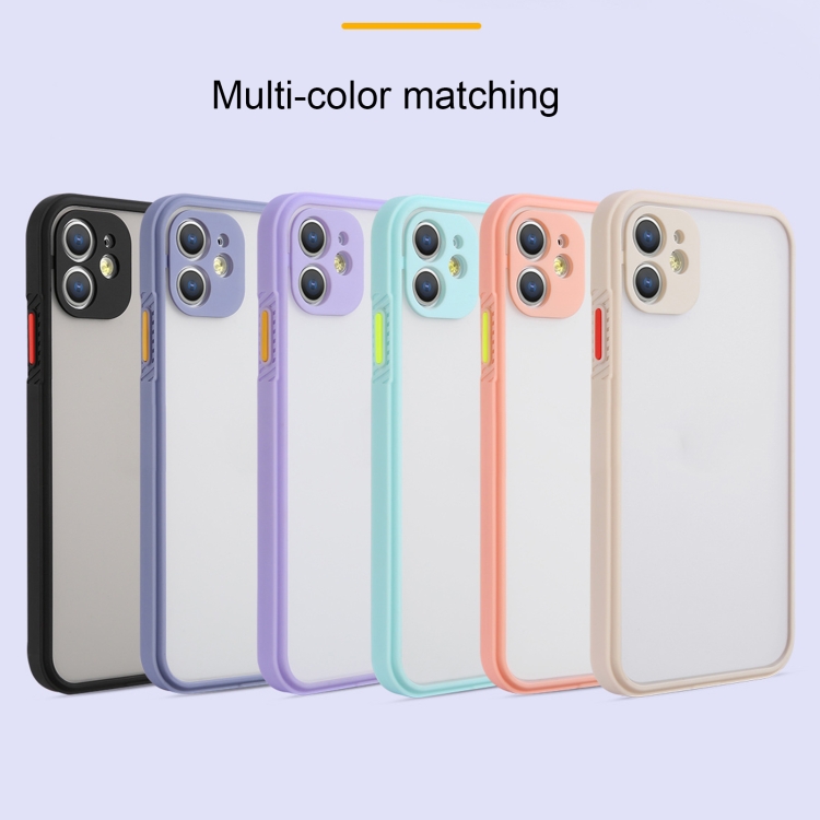 For iPhone 12 Straight Side Skin Feel Frosted PC + TPU Case with Removable Color Button(Cherry Pink) For iPhone 12 Straight Side Skin Feel Frosted PC + TPU Case with Removable Color Button(Cherry Pink)