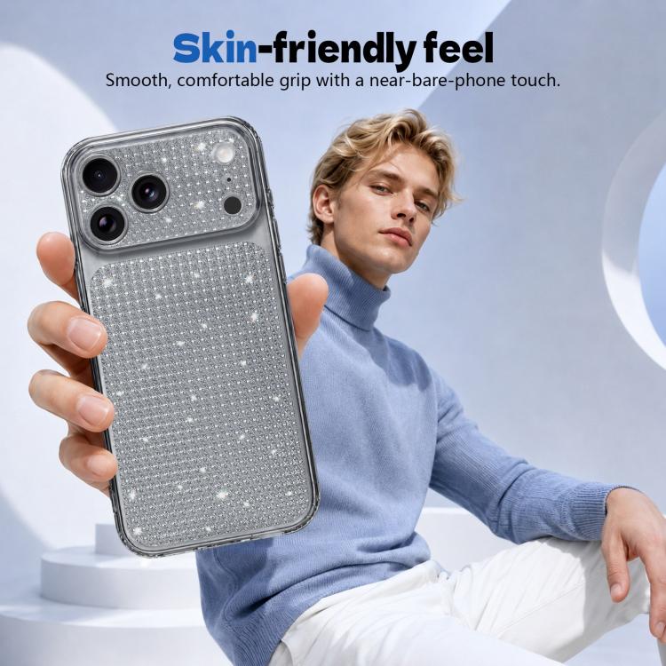 For iPhone 16 Sparkling Diamond Glitter Airbag Phone Case(Black)