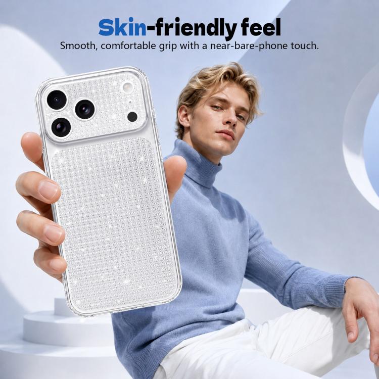 For iPhone 14 Pro Sparkling Diamond Glitter Airbag Phone Case(White)