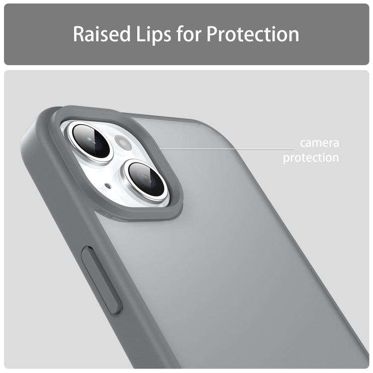 For iPhone 14 Plus Fanying Series Precision Camera Hole PC Hybrid TPU Translucent Frosted Phone Case(Silver Grey)