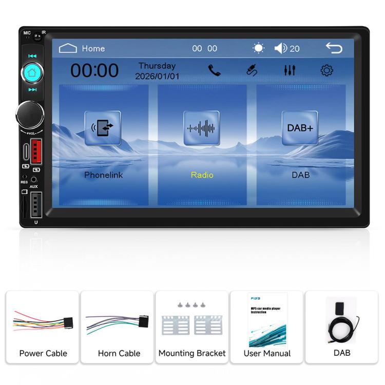 Universal 7 inch Dual-DIN Car MP5 Player Center Console Display with CarPlay & Android Auto Function, Type:Standard