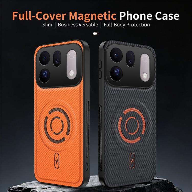 For OPPO Find X10 5G WANLONFENG Tech Fabric Texture Magnetic PC Hybrid TPU Phone Case(Orange)