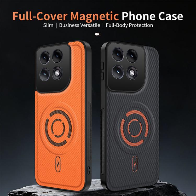 For Motorola Edge 70 Pro 5G WANLONFENG Tech Fabric Texture Magnetic PC Hybrid TPU Phone Case(Orange)