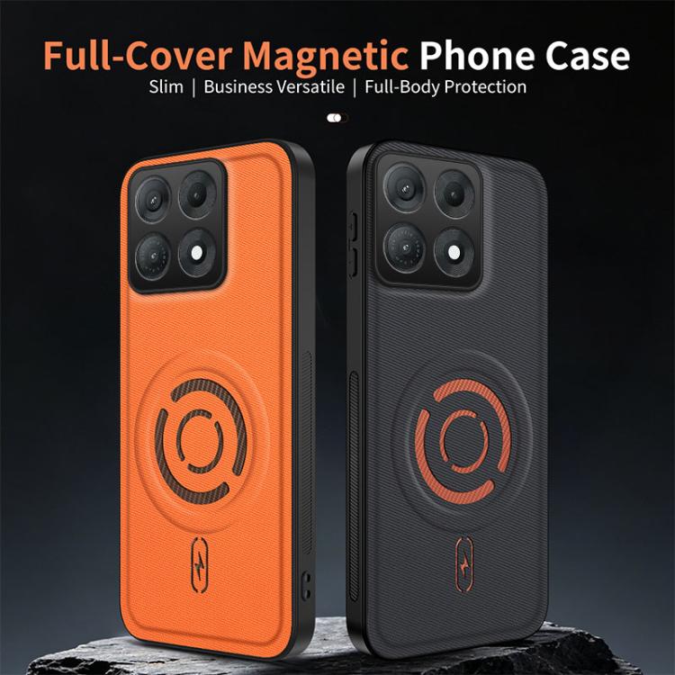 For Motorola Edge 70 Max WANLONFENG Tech Fabric Texture Magnetic PC Hybrid TPU Phone Case(Orange)