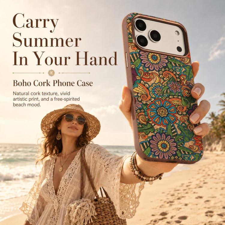 For iPhone 16 Pro Max Denior Vintage Boho Embroidery Style Magnetic Protective Phone Case(Orange)