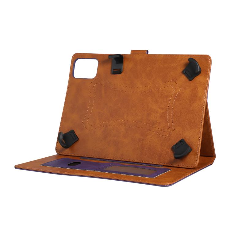 10 inch Dual-color Cowhide Vegan Leather Tablet Cover(Dark Purple)