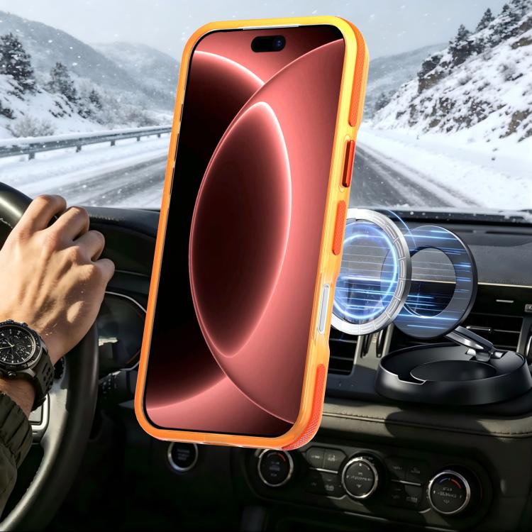 For iPhone 18 Pro Two-tone Contrast Magnetic Phone Case(Orange)