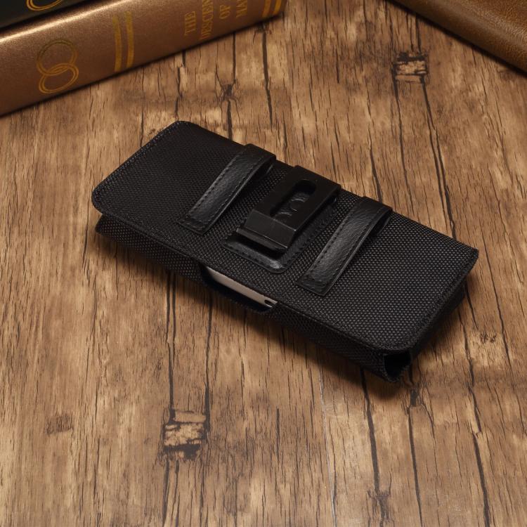For 6.1 inch Horizontal Magnetic Buckle Oxford Cloth Phone Waist Bag with Card Slot(Black)