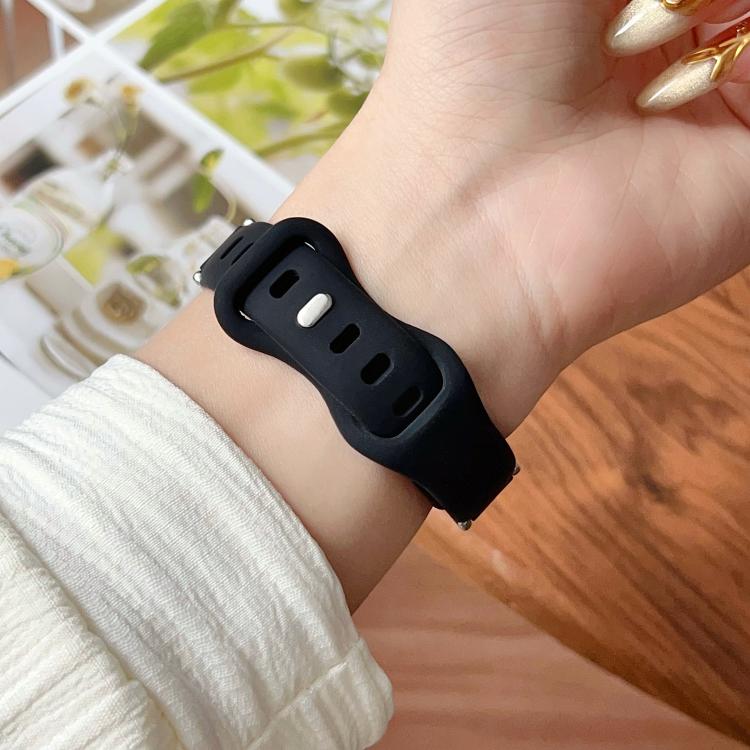 For Apple Watch 46mm / 49mm / 45mm / 44mm Metal Cartoon Hybrid Black Silicone Watch Band(Green Dog)