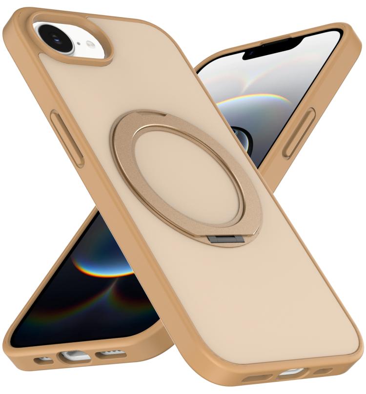 For iPhone 17e / 16e Skin Feel Revolving Kickstand Magnetic Phone Case(Gold) 2