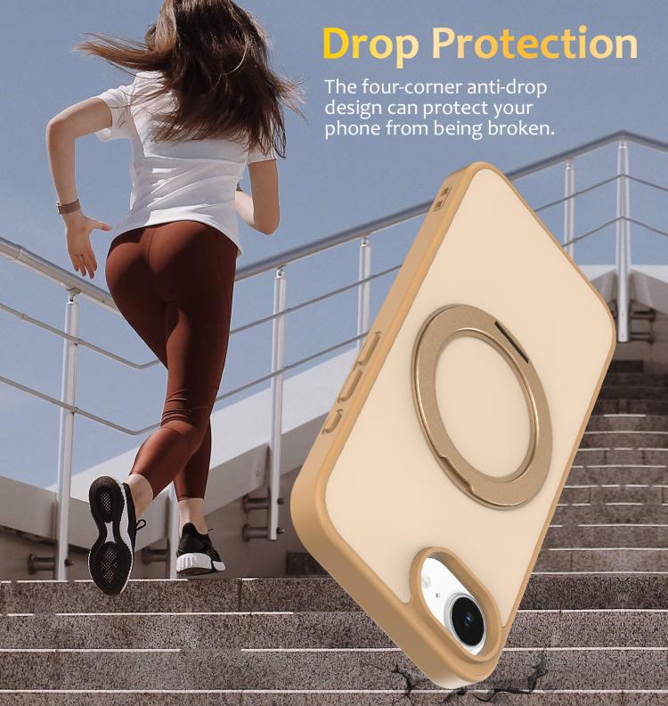 For iPhone 17e / 16e Skin Feel Revolving Kickstand Magnetic Phone Case(Gold) 3