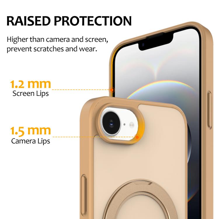 For iPhone 17e / 16e Skin Feel Revolving Kickstand Magnetic Phone Case(Gold) 5