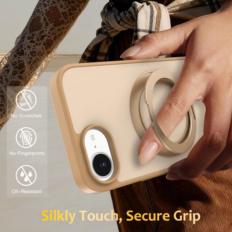 For iPhone 17e / 16e Skin Feel Revolving Kickstand Magnetic Phone Case(Gold) 7