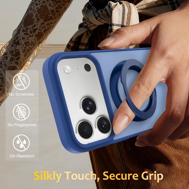 For iPhone 18 Pro Skin Feel Revolving Kickstand Magnetic Phone Case(Blue)