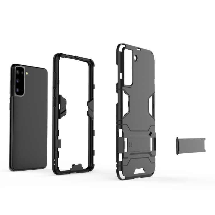 For Samsung Galaxy S21 5G Shockproof PC + TPU Protective Case with Hidden Holder(Navy Blue) For Samsung Galaxy S21 5G Shockproof PC + TPU Protective Case with Hidden Holder(Navy Blue)