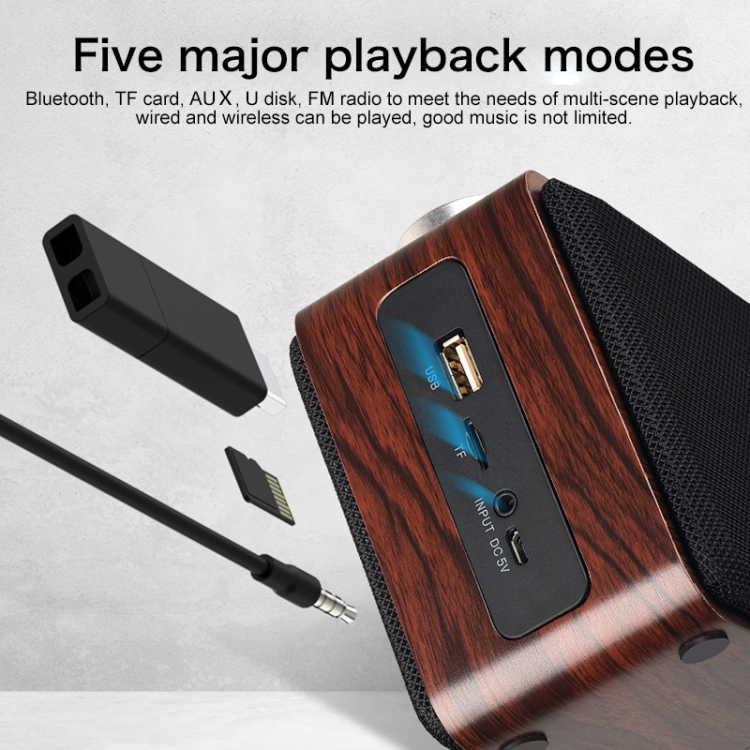 W5A Subwoofer Fabric Wooden Touch Bluetooth Speaker, Support TF Card & U Disk & 3.5mm AUX(Walnut) W5A Subwoofer Fabric Wooden Touch Bluetooth Speaker, Support TF Card & U Disk & 3.5mm AUX(Walnut)