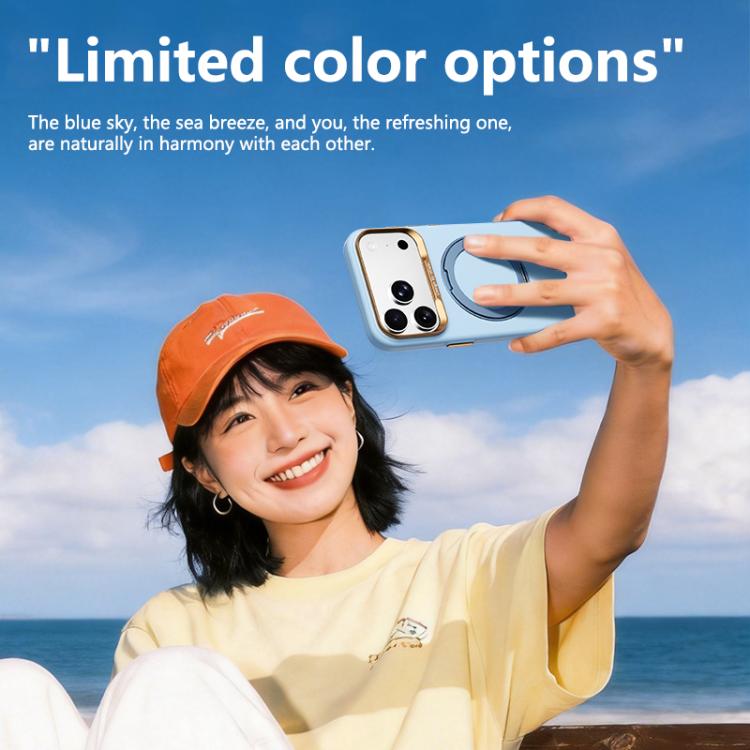 For iPhone 18 Pro Max ABEEL Lightweight Zero Skin Feel Magnetic PC Phone Case with Holder(Yellow)