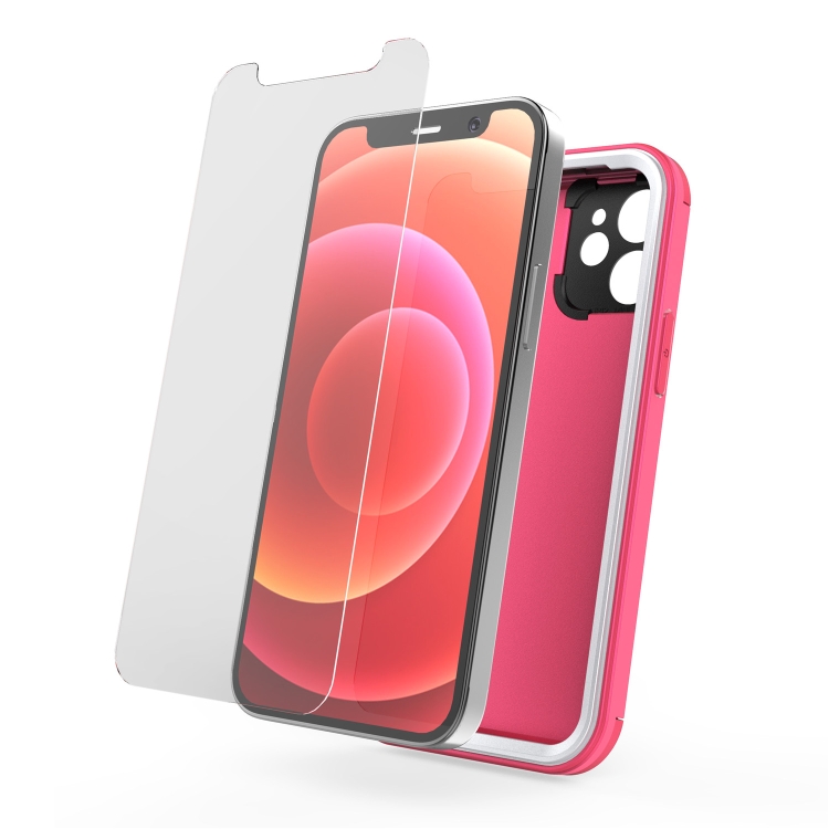 For iPhone 12 mini 360 All-inclusive Shockproof Precise Hole PC + TPU Protective Case (Rose Red)