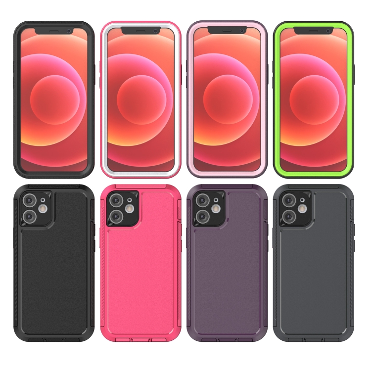 For iPhone 12 mini 360 All-inclusive Shockproof Precise Hole PC + TPU Protective Case (Rose Red)