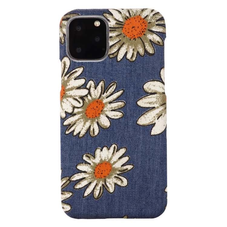 PC + Denim Texture Printing Protective Case For iPhone 11 Pro(Yellow Cherysanthemum)