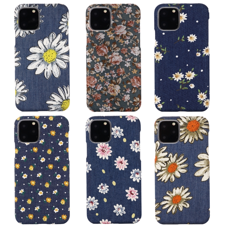PC + Denim Texture Printing Protective Case For iPhone 11 Pro(Yellow Cherysanthemum)