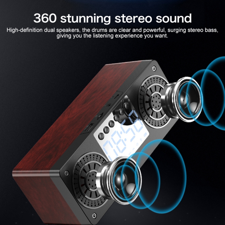 A10 Subwoofer Wooden Clock Bluetooth 5.0 Speaker, Support TF Card & U Disk Play & FM Radio(Red) A10 Subwoofer Wooden Clock Bluetooth 5.0 Speaker, Support TF Card & U Disk Play & FM Radio(Red)