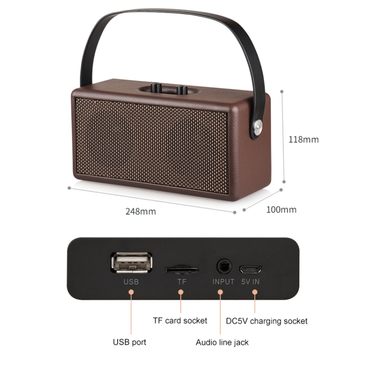 D30 Portable Subwoofer Wooden Bluetooth 4.2 Speaker, Support TF Card & 3.5mm AUX & U Disk Play(Black) D30 Portable Subwoofer Wooden Bluetooth 4.2 Speaker, Support TF Card & 3.5mm AUX & U Disk Play(Black)